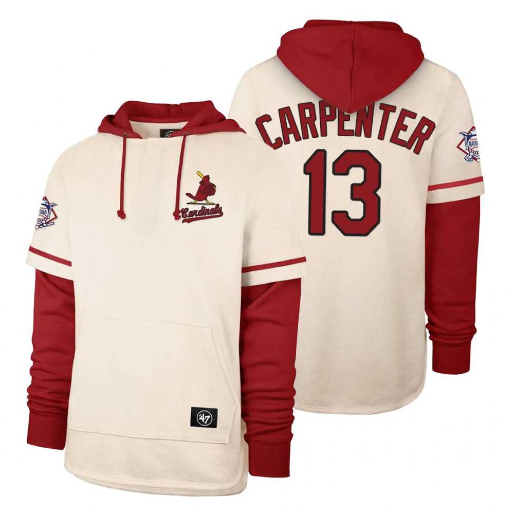 Men St.Louis Cardinals 13 Carpenter Cream 2021 Pullover Hoodie MLB Jersey